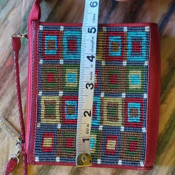 Brighton Beaded, Red Leather, Crossbody Mini-Bag - Picture 14 of 17